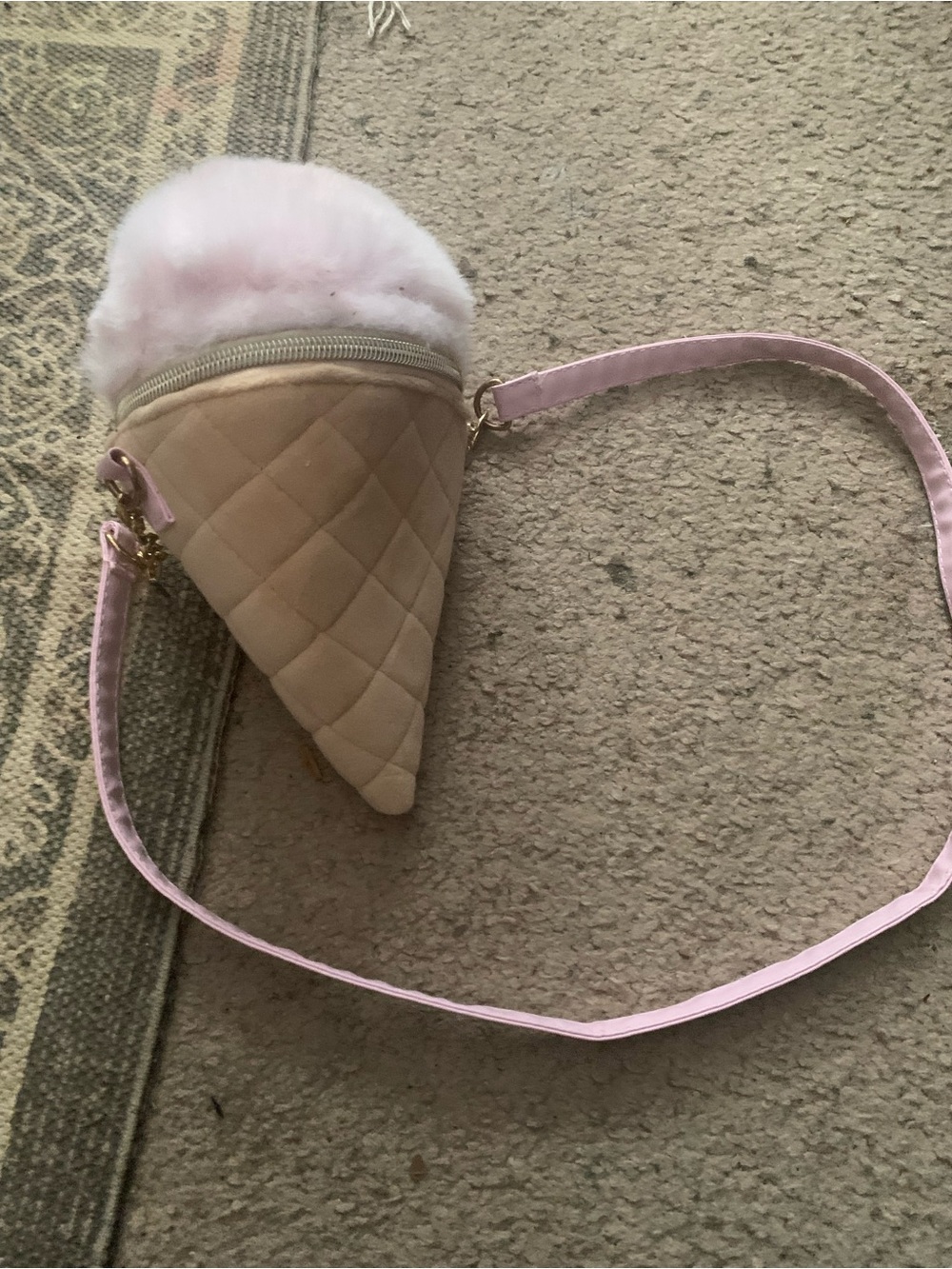 Kids Pink and Cream Ice Cream Cone Crossbody Bag